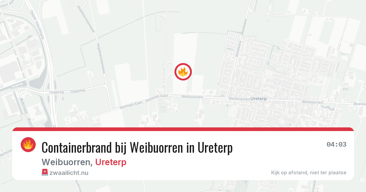 Containerbrand bij Weibuorren in Ureterp — 27 mei 2026