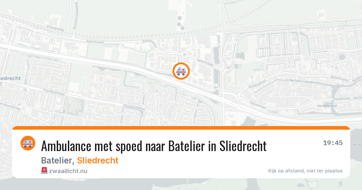 Ambulance met spoed naar Batelier in Sliedrecht — 7 mei 2026