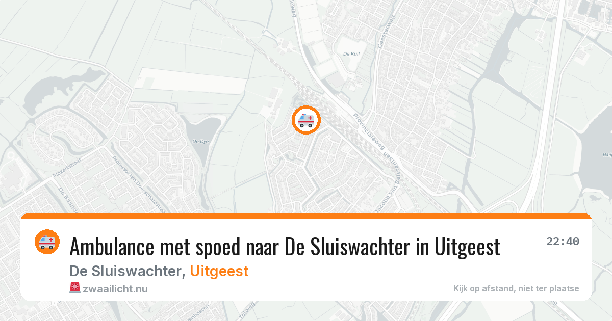 Ambulance met spoed naar De Sluiswachter in Uitgeest — 21 jul 2026