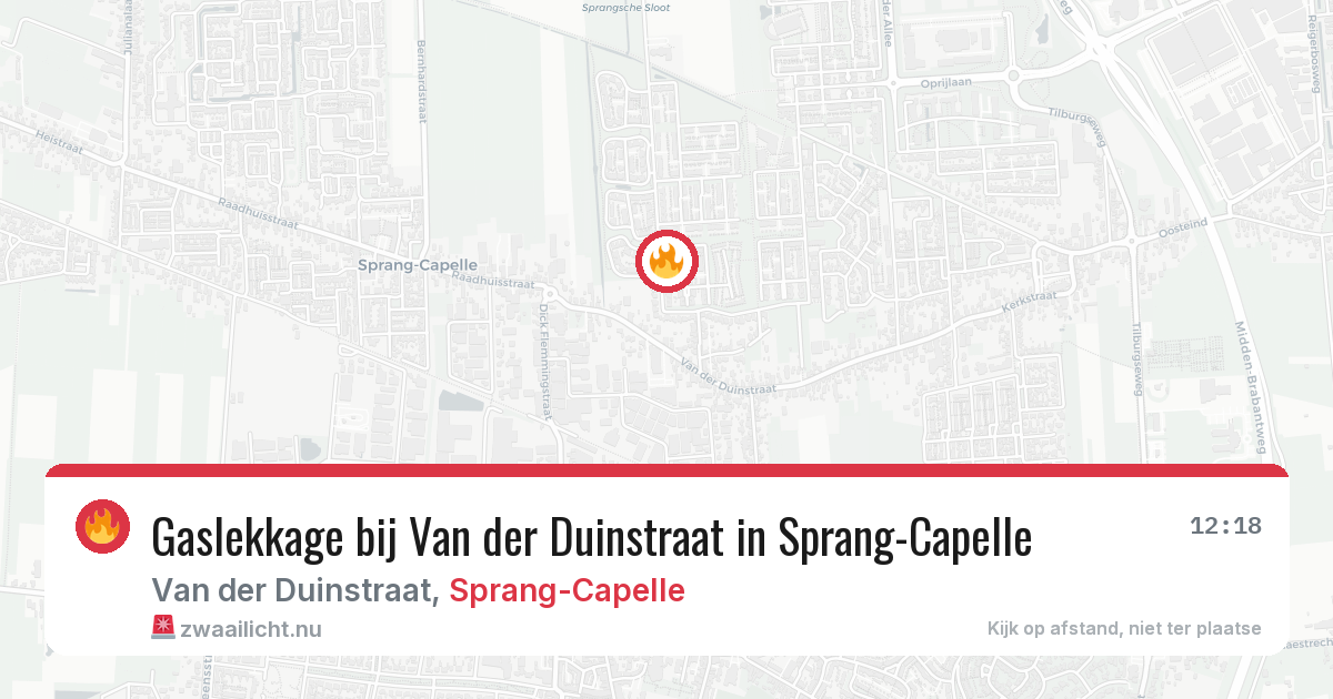 Gaslekkage bij Van der Duinstraat in Sprang-Capelle — 7 apr 2026