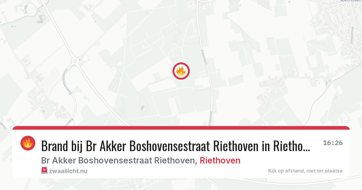Brand bij Br Akker Boshovensestraat Riethoven in Riethoven — 15 jul 2026