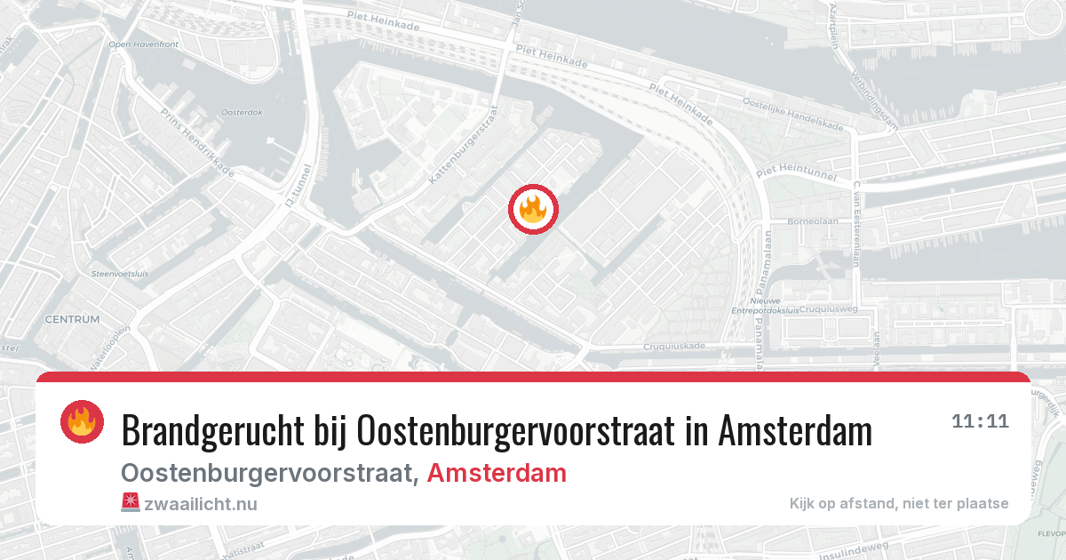 Brandgerucht bij Oostenburgervoorstraat in Amsterdam — 27 jul 2026