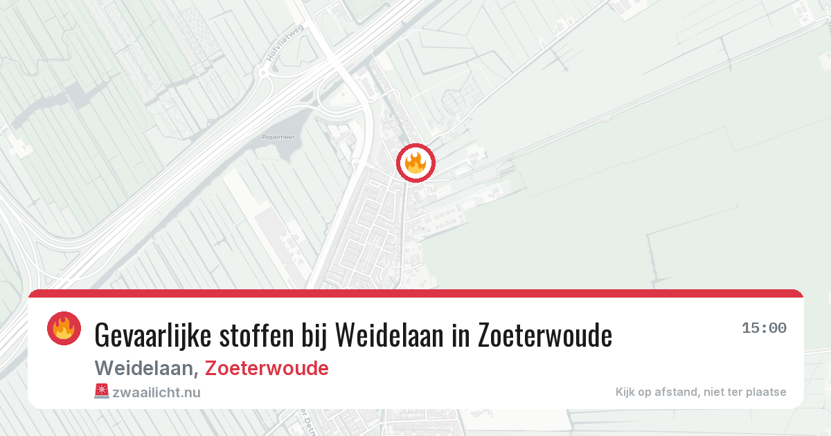 Gevaarlijke stoffen bij Weidelaan in Zoeterwoude — 21 jul 2026