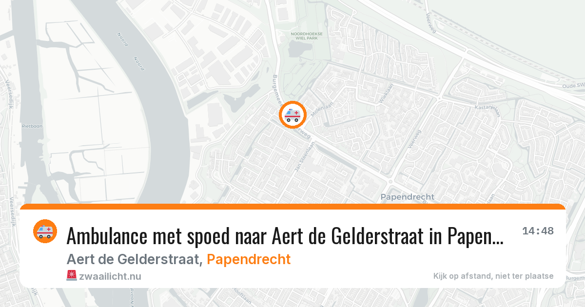 Ambulance met spoed naar Aert de Gelderstraat in Papendrecht — 21 jul 2026