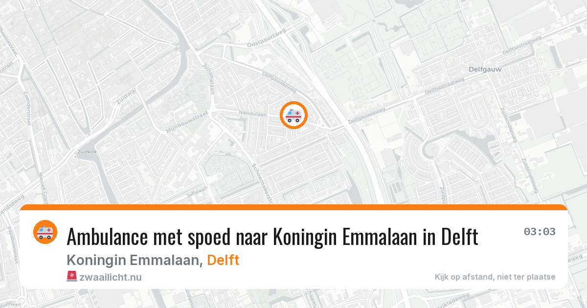 Ambulance met spoed naar Koningin Emmalaan in Delft — 14 apr 2026
