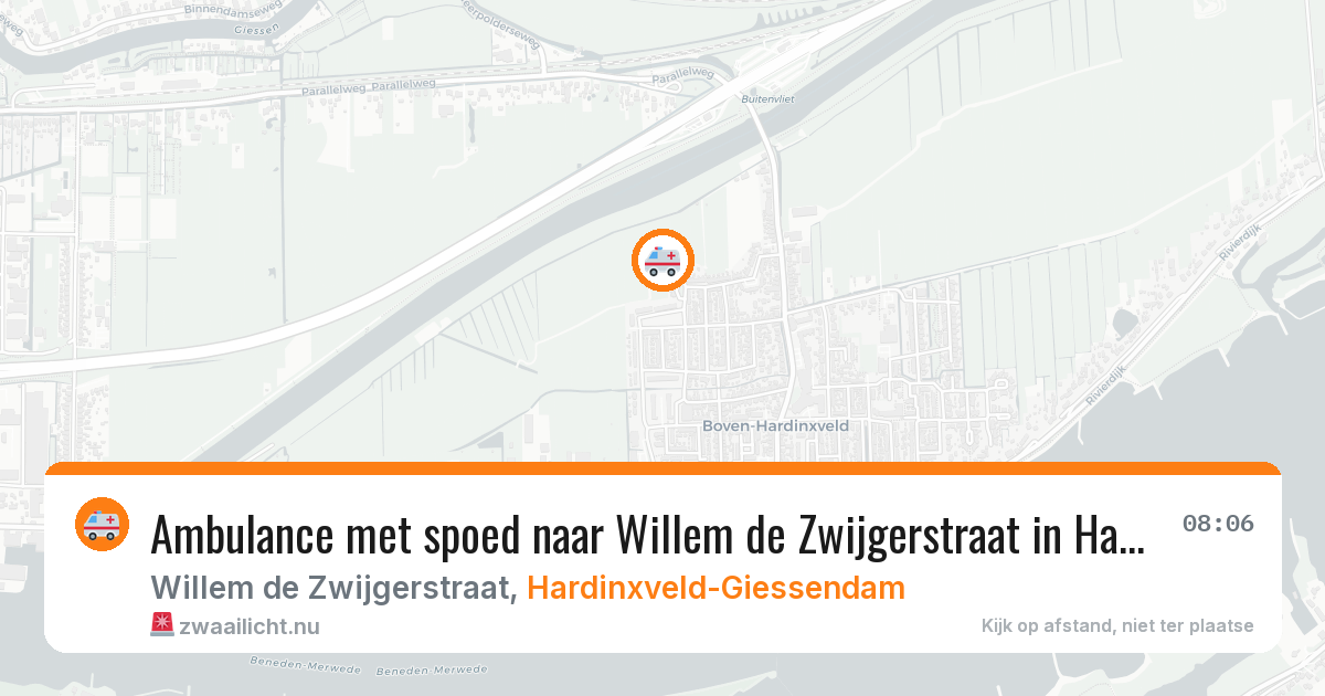 Ambulance met spoed naar Willem de Zwijgerstraat in Hardinxveld-Giessendam — 27 jul 2026