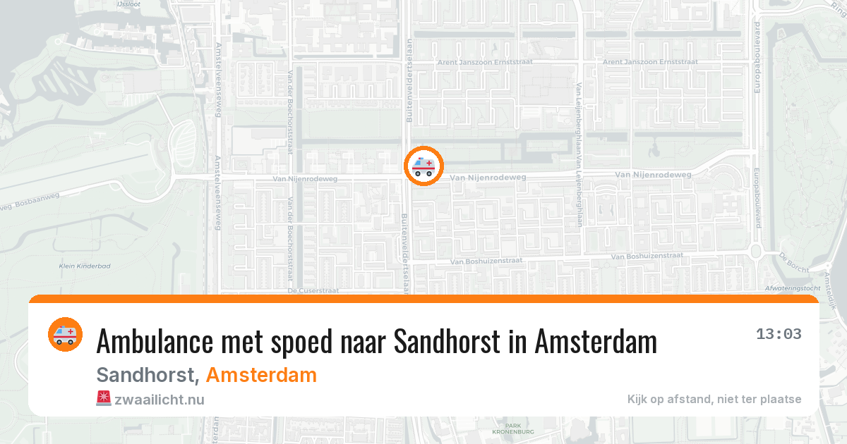 Ambulance met spoed naar Sandhorst in Amsterdam — 19 jul 2026