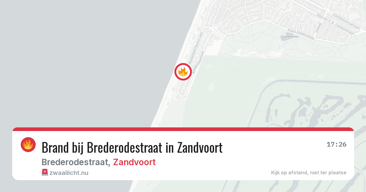 Brand bij Brederodestraat in Zandvoort — 15 jul 2026