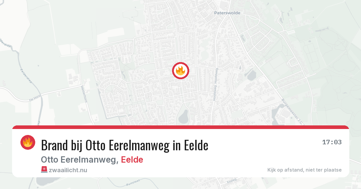 Brand bij Otto Eerelmanweg in Eelde — 29 mei 2026