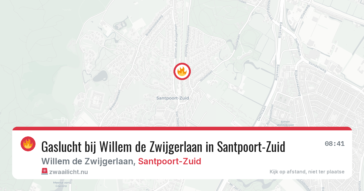 Gaslucht bij Willem de Zwijgerlaan in Santpoort-Zuid — 9 feb 2026
