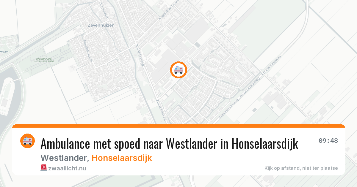 Ambulance met spoed naar Westlander in Honselaarsdijk — 25 jul 2026
