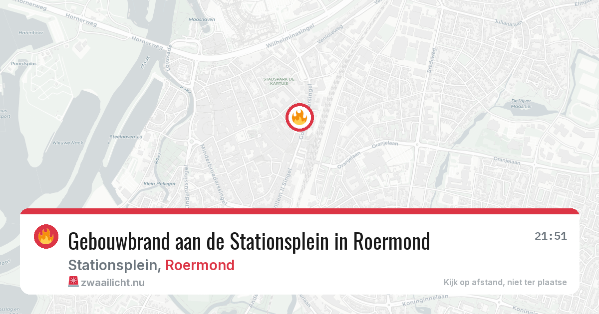 Gebouwbrand aan de Stationsplein in Roermond — 13 jul 2026