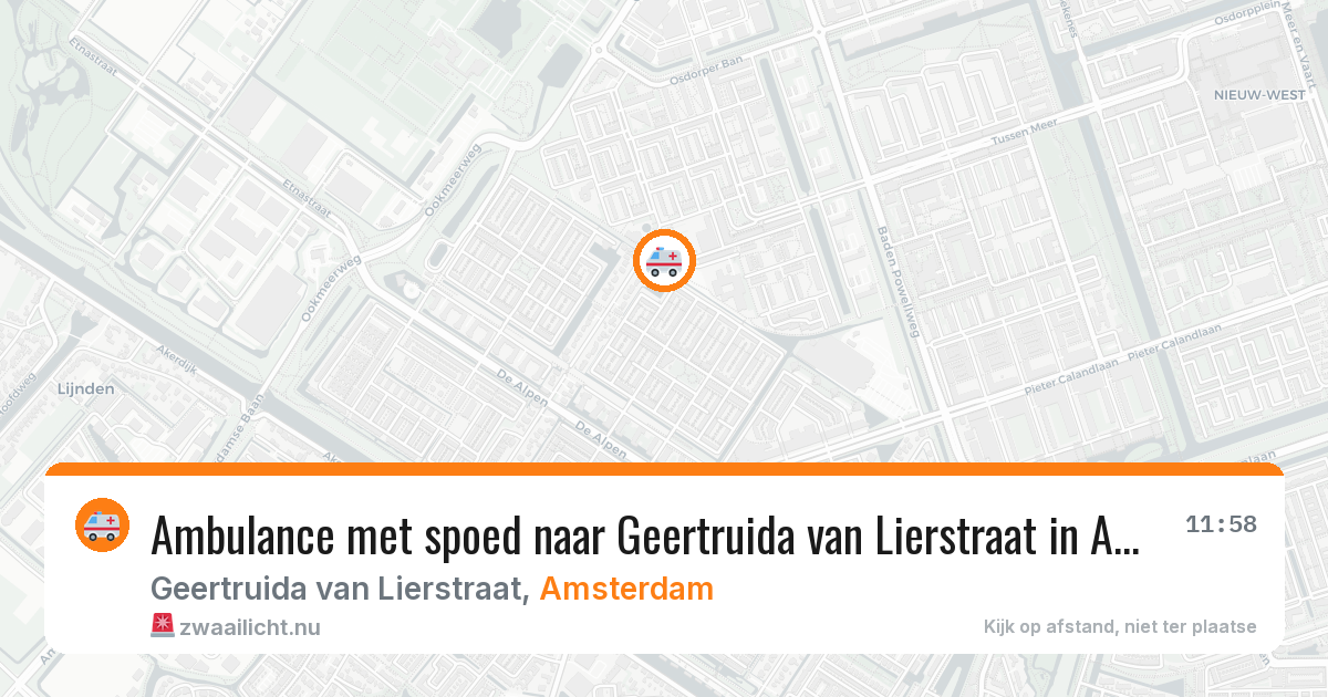 Ambulance met spoed naar Geertruida van Lierstraat in Amsterdam — 26 jul 2026