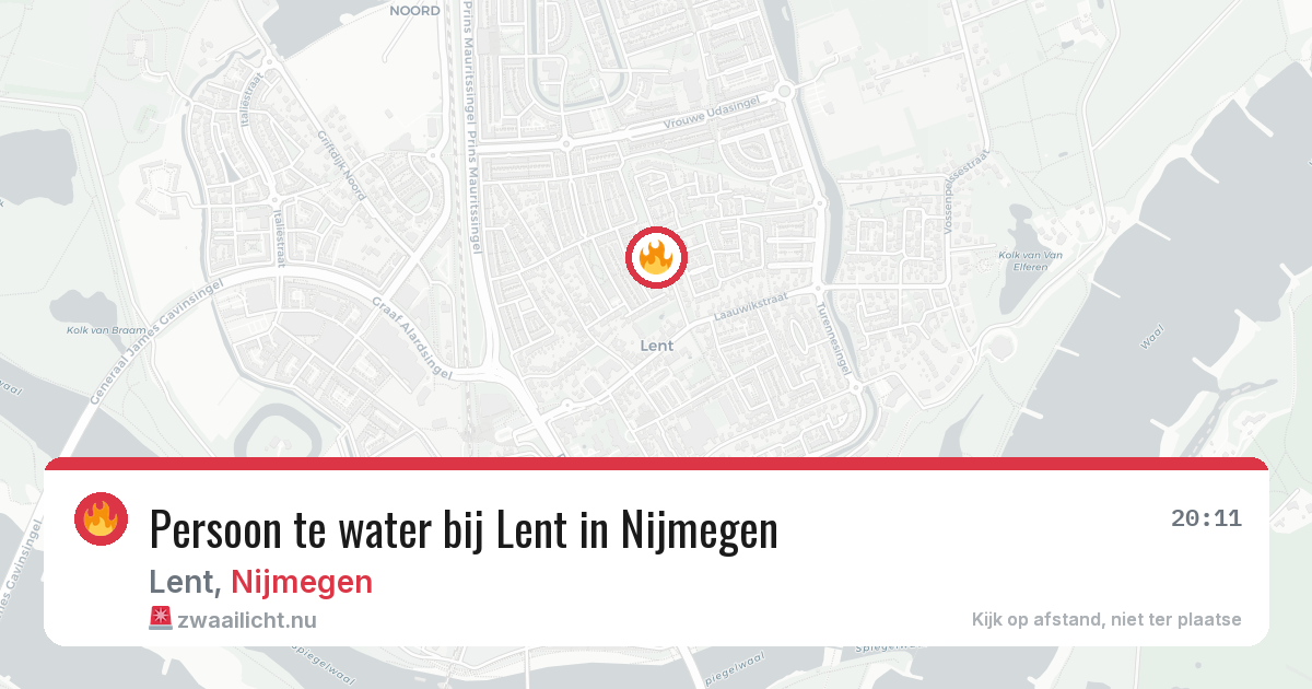 Persoon te water bij Lent in Nijmegen — 26 mei 2026