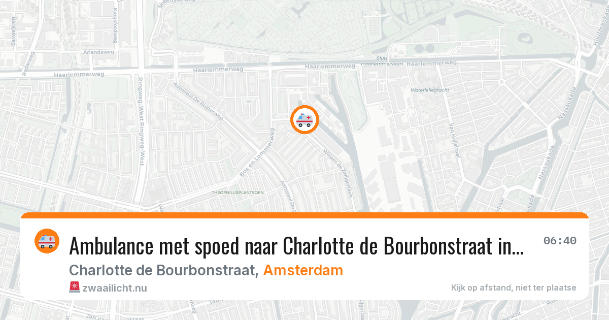 Ambulance met spoed naar Charlotte de Bourbonstraat in Amsterdam — 20 jul 2026