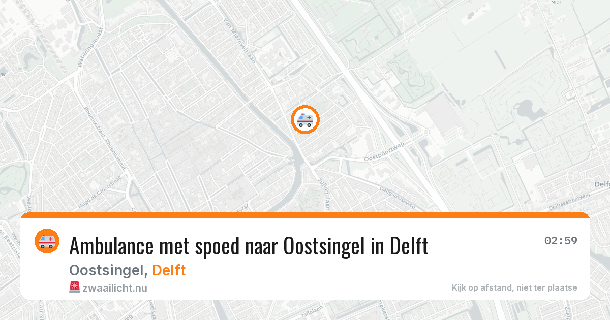 Ambulance met spoed naar Oostsingel in Delft — 18 mrt 2026