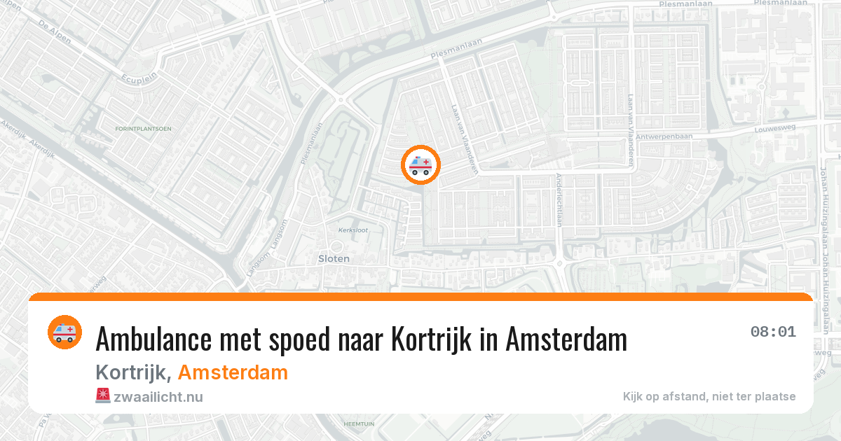 Ambulance met spoed naar Kortrijk in Amsterdam — 2 apr 2026