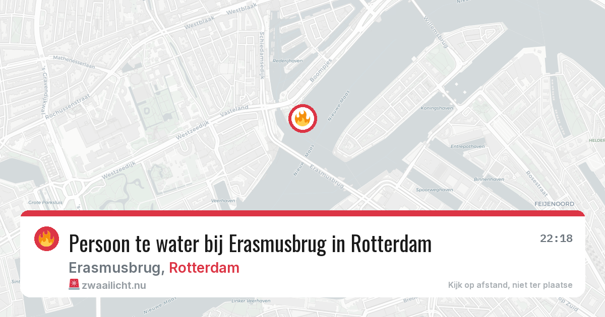 Persoon te water bij Erasmusbrug in Rotterdam — 29 mei 2026