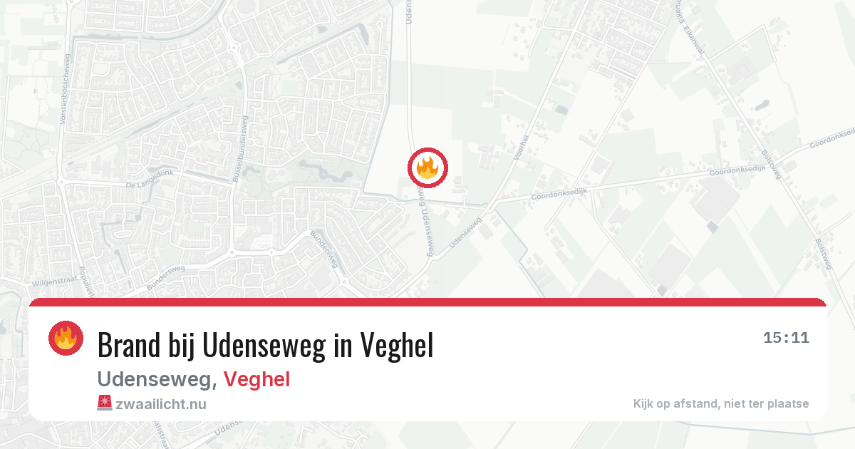 Brand bij Udenseweg in Veghel — 18 jul 2026