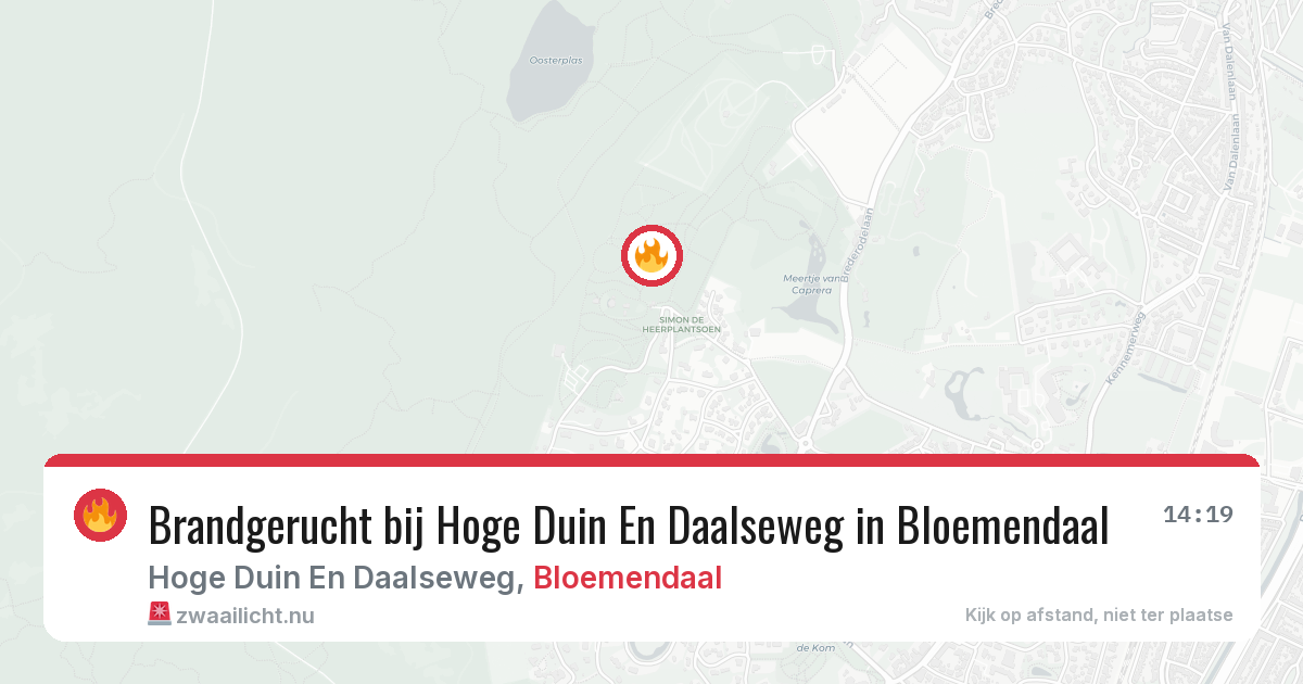 Brandgerucht bij Hoge Duin En Daalseweg in Bloemendaal — 18 jul 2026