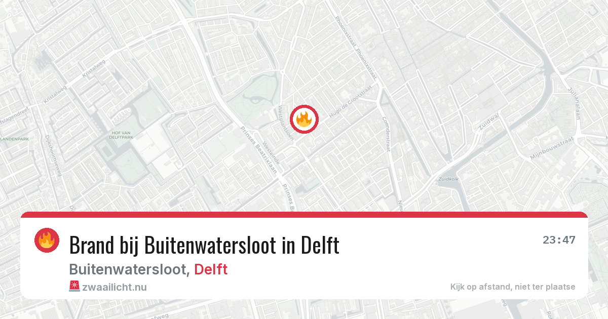 Brand bij Buitenwatersloot in Delft — 18 jul 2026
