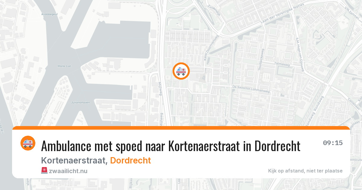 Ambulance met spoed naar Kortenaerstraat in Dordrecht — 12 apr 2026