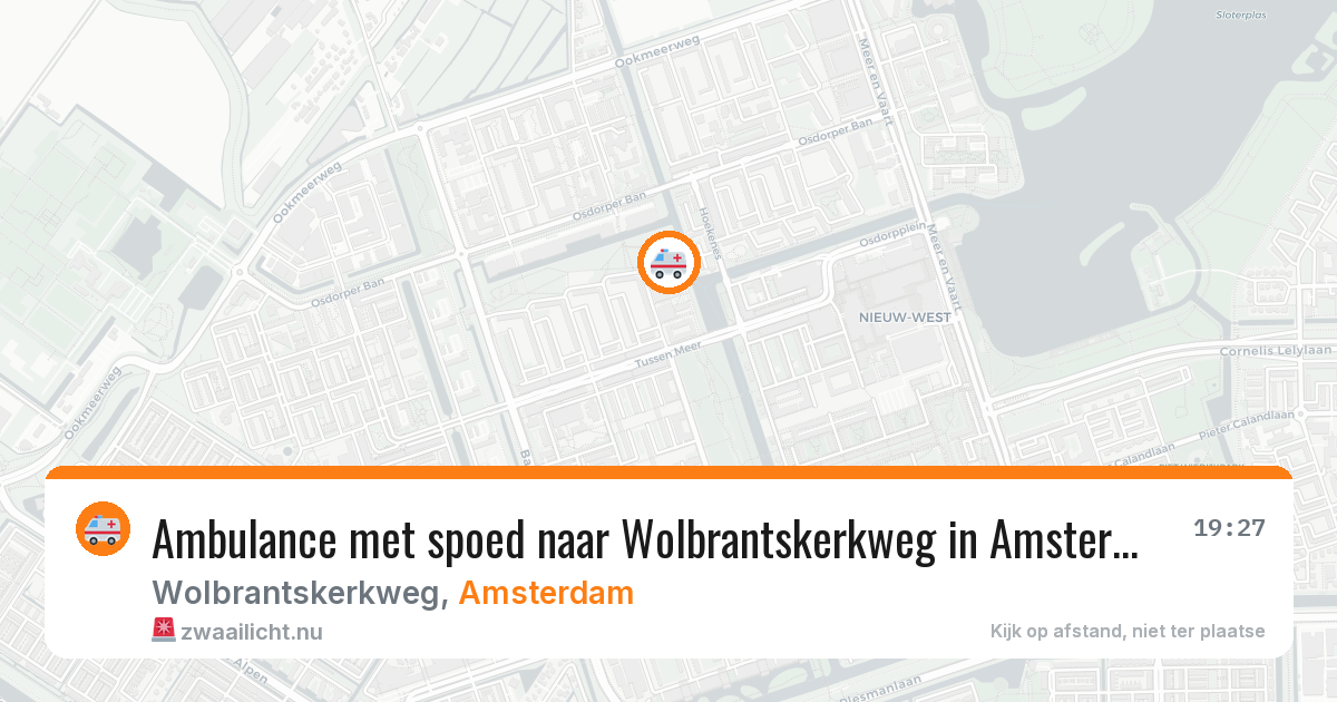 Ambulance met spoed naar Wolbrantskerkweg in Amsterdam — 9 mei 2026