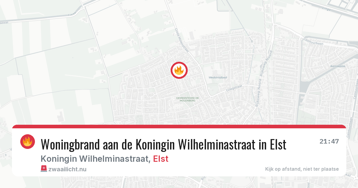 Woningbrand aan de Koningin Wilhelminastraat in Elst — 1 apr 2026