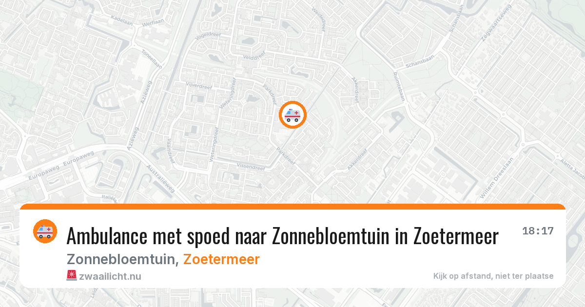 Ambulance met spoed naar Zonnebloemtuin in Zoetermeer — 24 jul 2026
