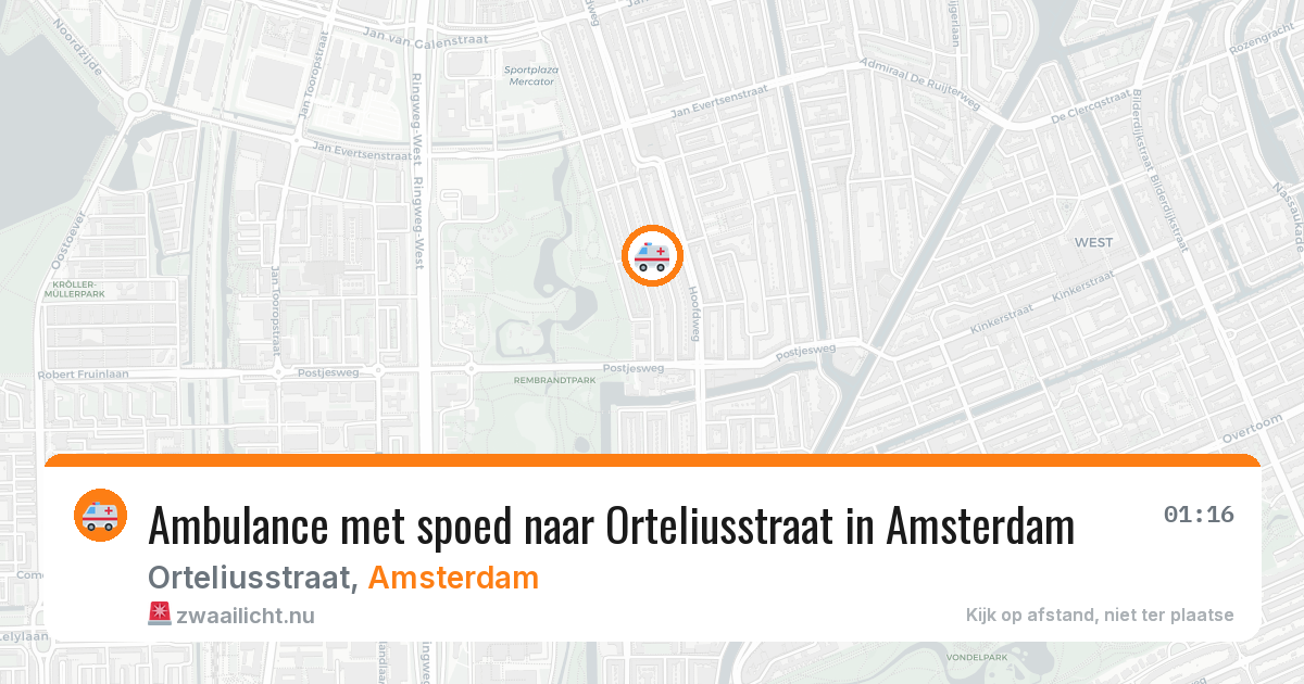 Ambulance met spoed naar Orteliusstraat in Amsterdam — 27 mrt 2026