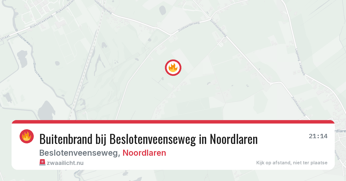 Buitenbrand bij Beslotenveenseweg in Noordlaren — 25 mei 2026