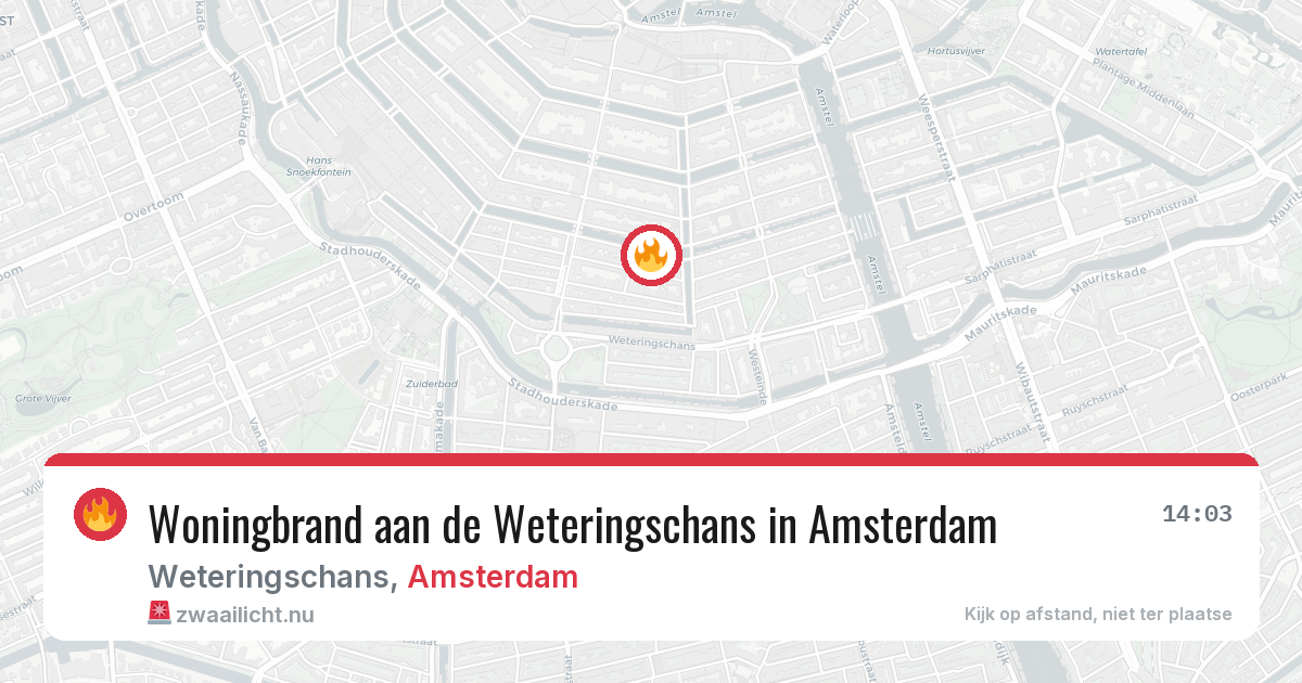 Woningbrand aan de Weteringschans in Amsterdam — 4 jun 2026