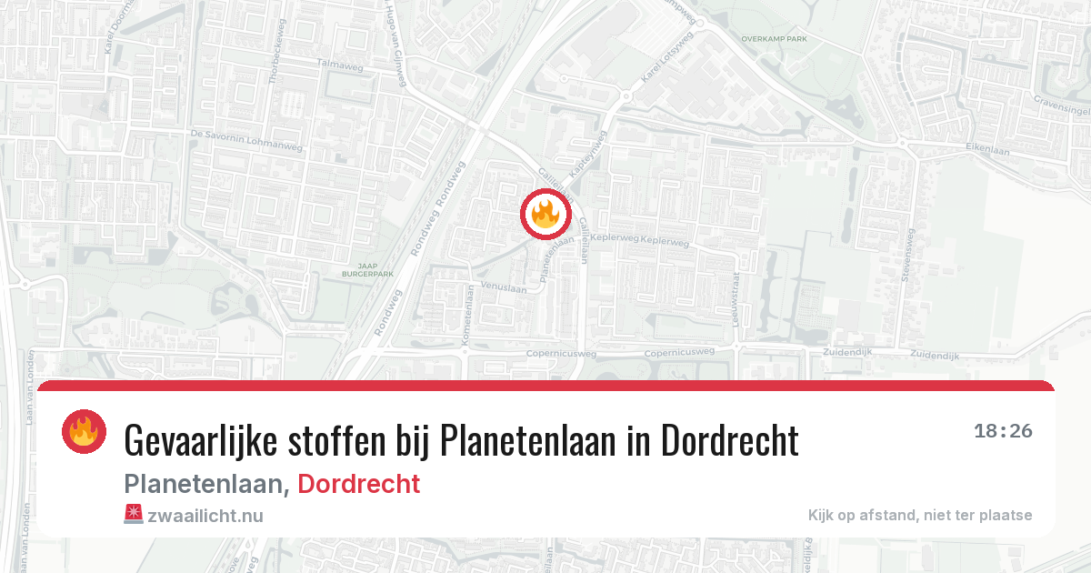 Gevaarlijke stoffen bij Planetenlaan in Dordrecht — 5 apr 2026
