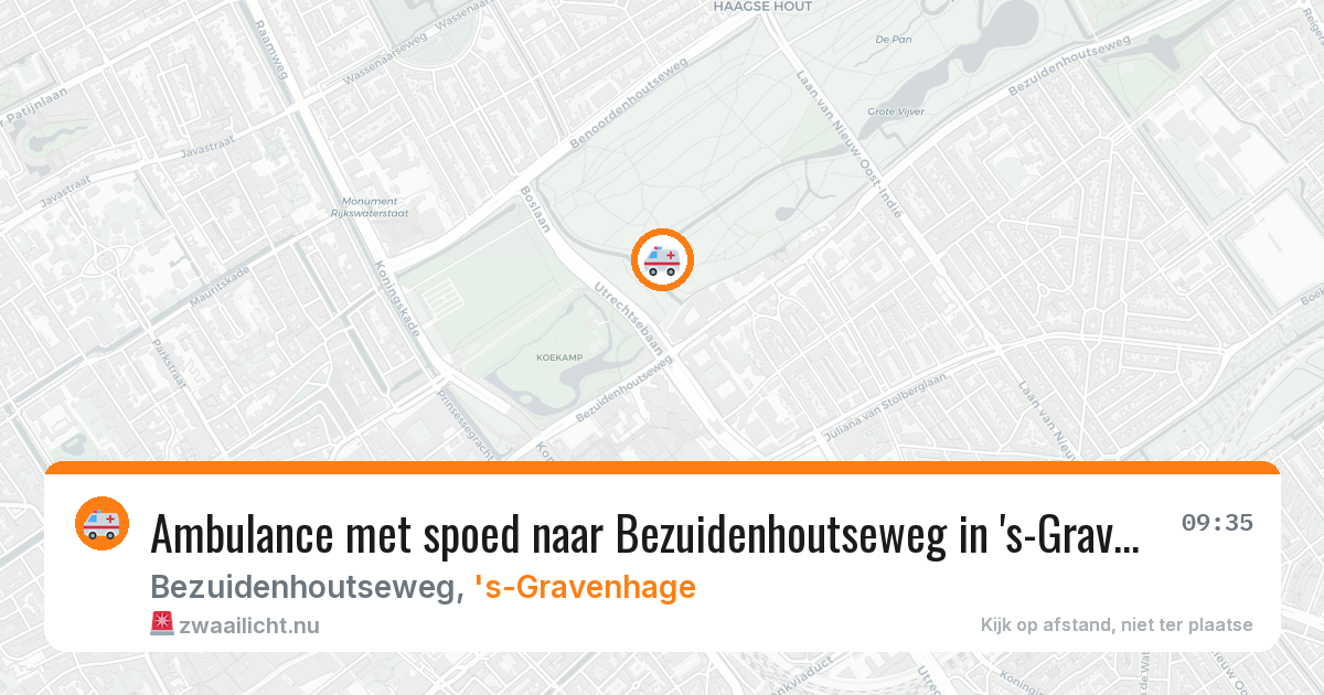 Ambulance met spoed naar Bezuidenhoutseweg in 's-Gravenhage — 21 mrt 2026