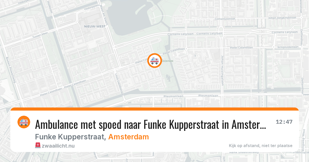 Ambulance met spoed naar Funke Kupperstraat in Amsterdam — 22 mrt 2026