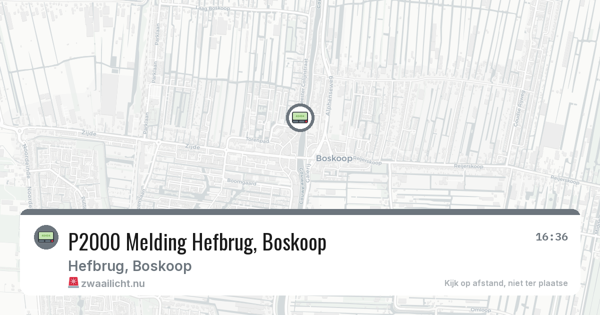 P2000 Melding Hefbrug, Boskoop — 28 mei 2026