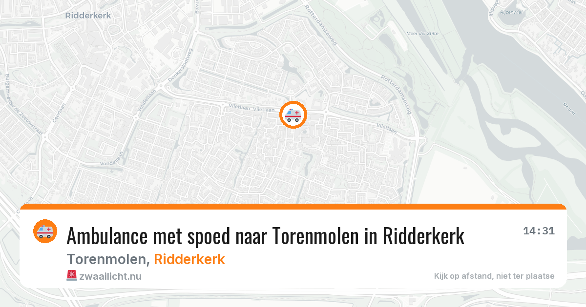 Ambulance met spoed naar Torenmolen in Ridderkerk — 24 jul 2026