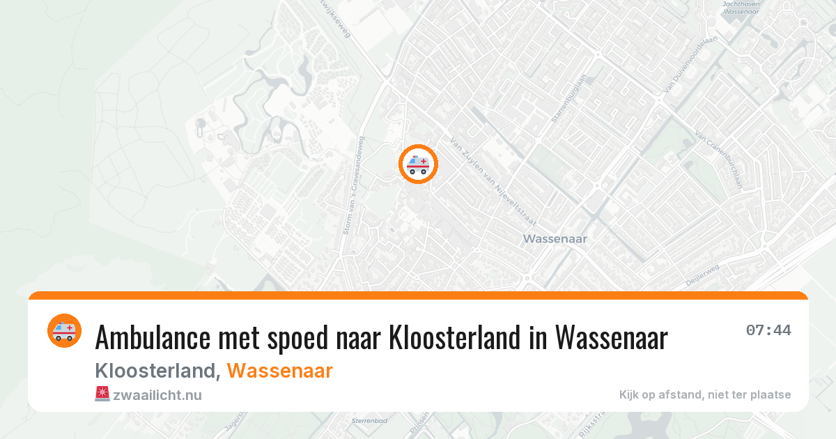 Ambulance met spoed naar Kloosterland in Wassenaar — 23 jul 2026