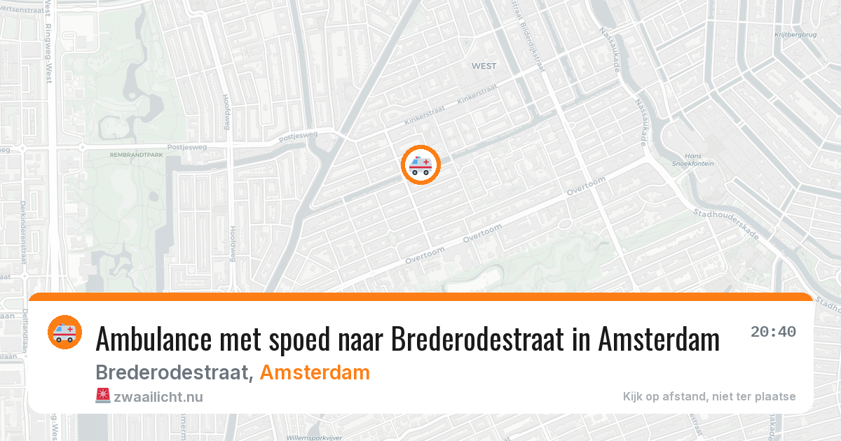 Ambulance met spoed naar Brederodestraat in Amsterdam — 25 jul 2026