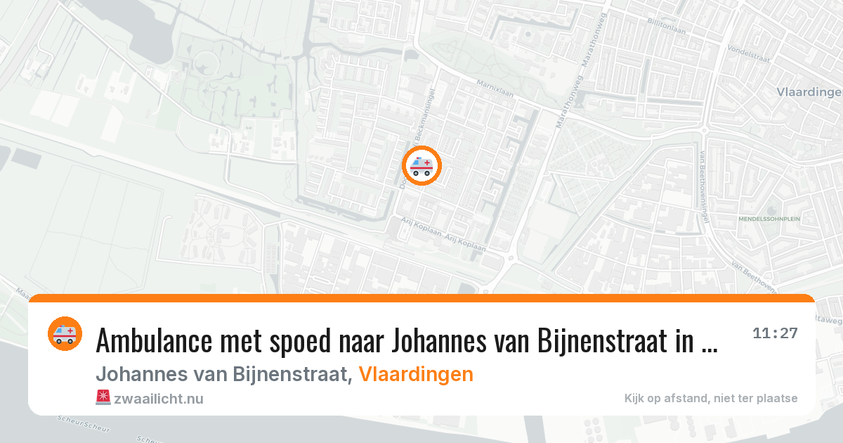 Ambulance met spoed naar Johannes van Bijnenstraat in Vlaardingen — 25 jul 2026