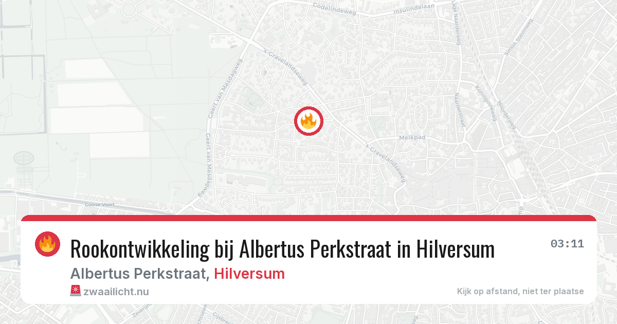 Rookontwikkeling bij Albertus Perkstraat in Hilversum — 23 apr 2026