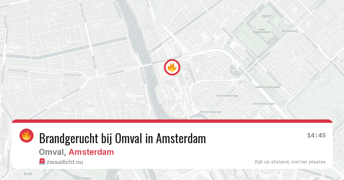 Brandgerucht bij Omval in Amsterdam — 16 mei 2026