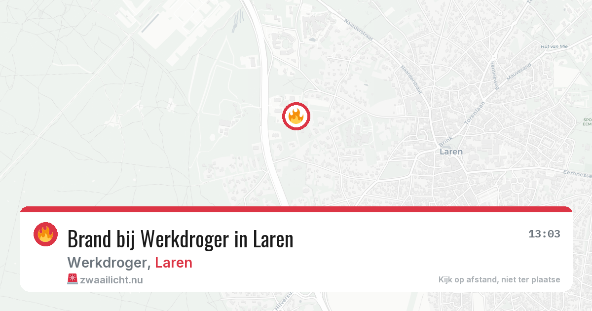 Brand bij Werkdroger in Laren — 23 jan 2026