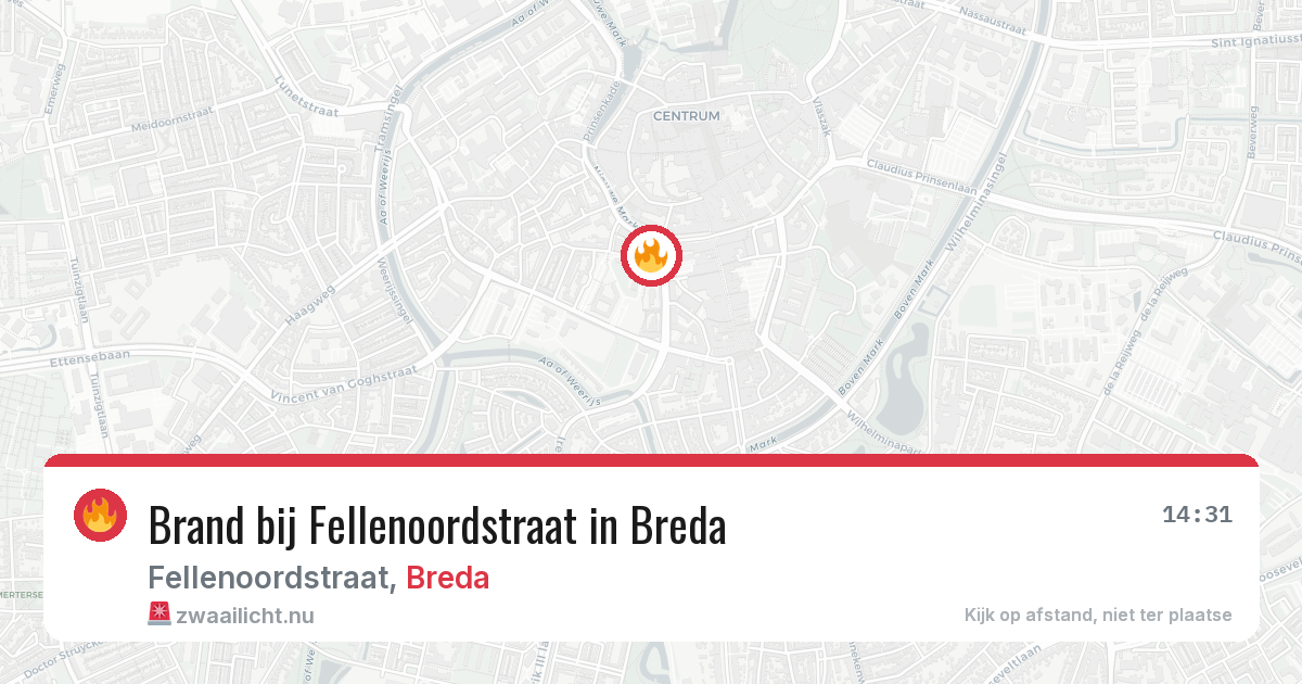 Brand bij Fellenoordstraat in Breda — 16 jul 2026