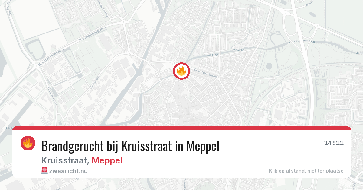 Brandgerucht bij Kruisstraat in Meppel — 16 jul 2026