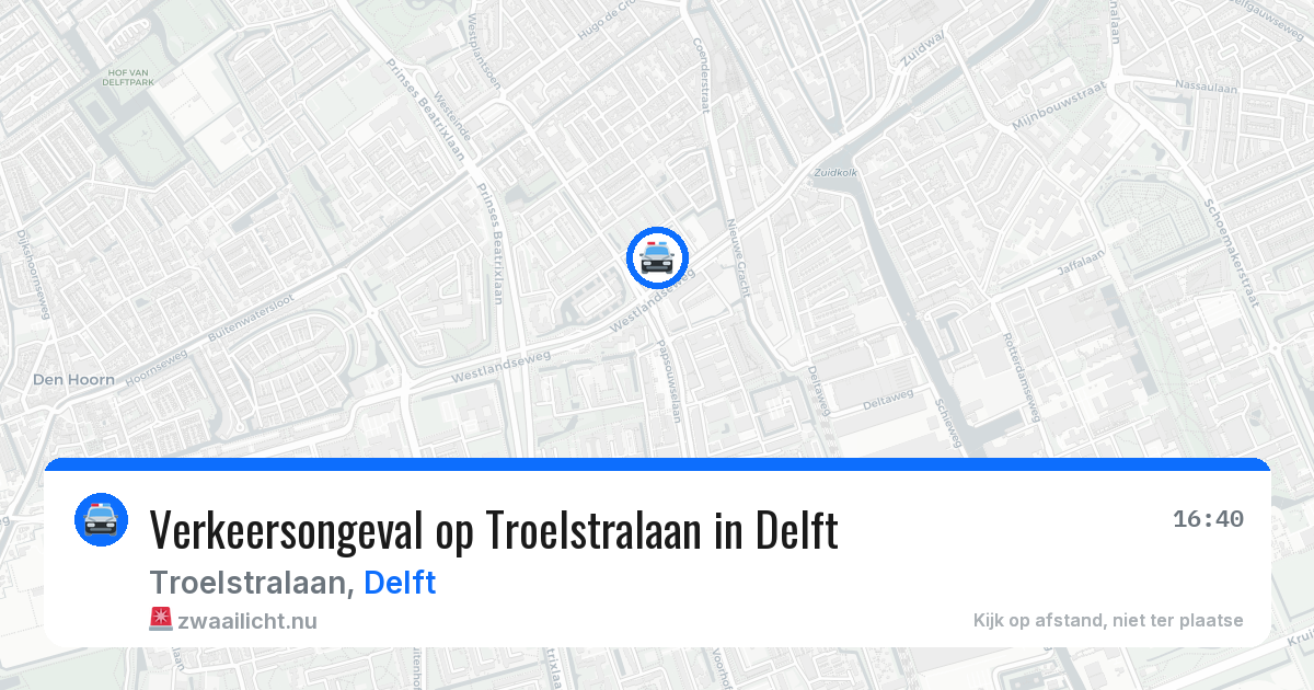 Verkeersongeval op Troelstralaan in Delft — 24 jul 2026