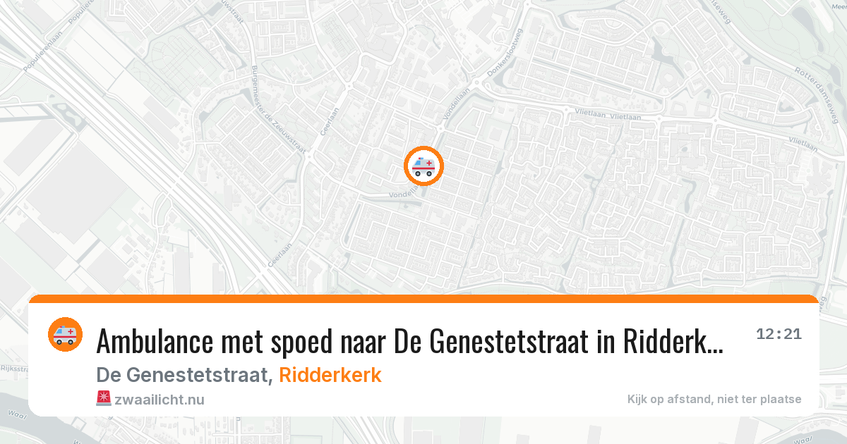 Ambulance met spoed naar De Genestetstraat in Ridderkerk — 14 jul 2026