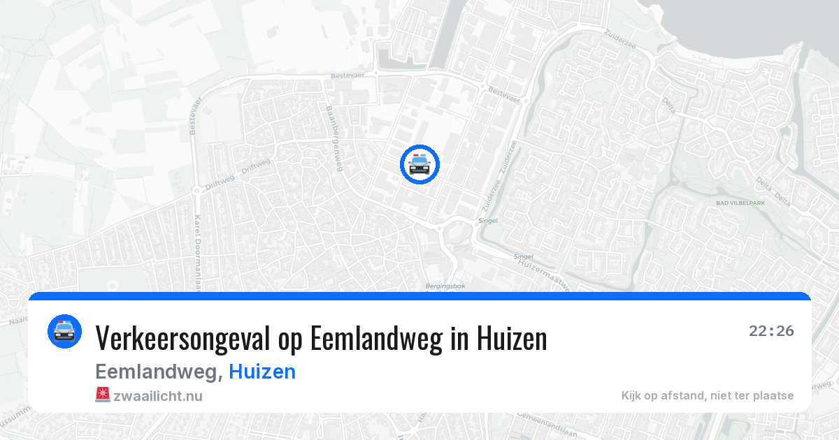 Verkeersongeval op Eemlandweg in Huizen — 8 mei 2026