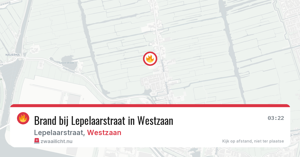 Brand bij Lepelaarstraat in Westzaan — 22 jul 2026