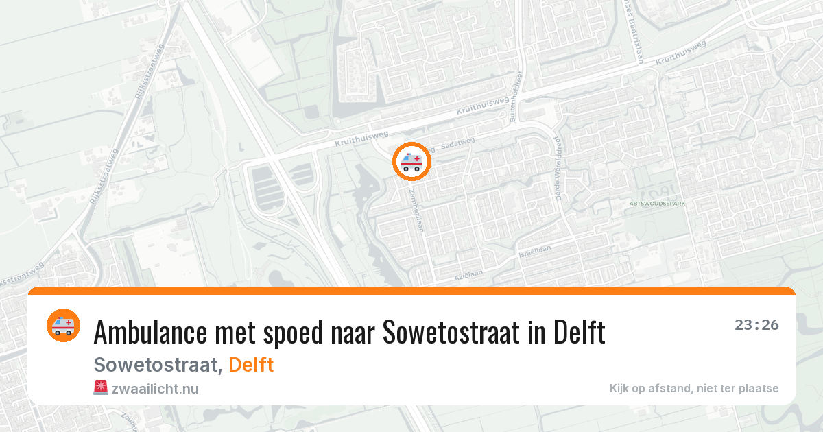 Ambulance met spoed naar Sowetostraat in Delft — 3 apr 2026